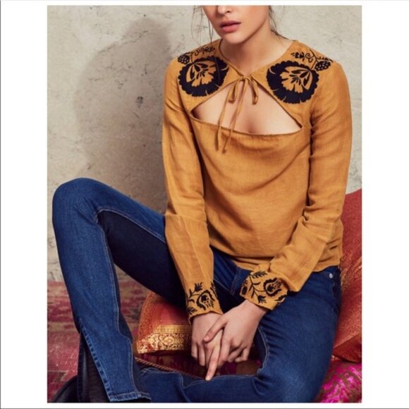 NEW Tularosa Aspen Linen Cotton Embroidered Blouse - Picture 1 of 4